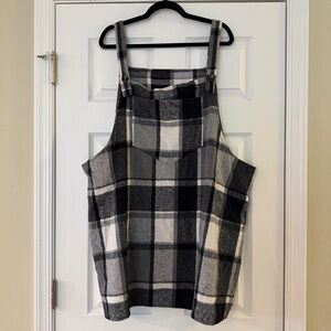 Black & White Plaid Mini Overall Fall Fashion Dress